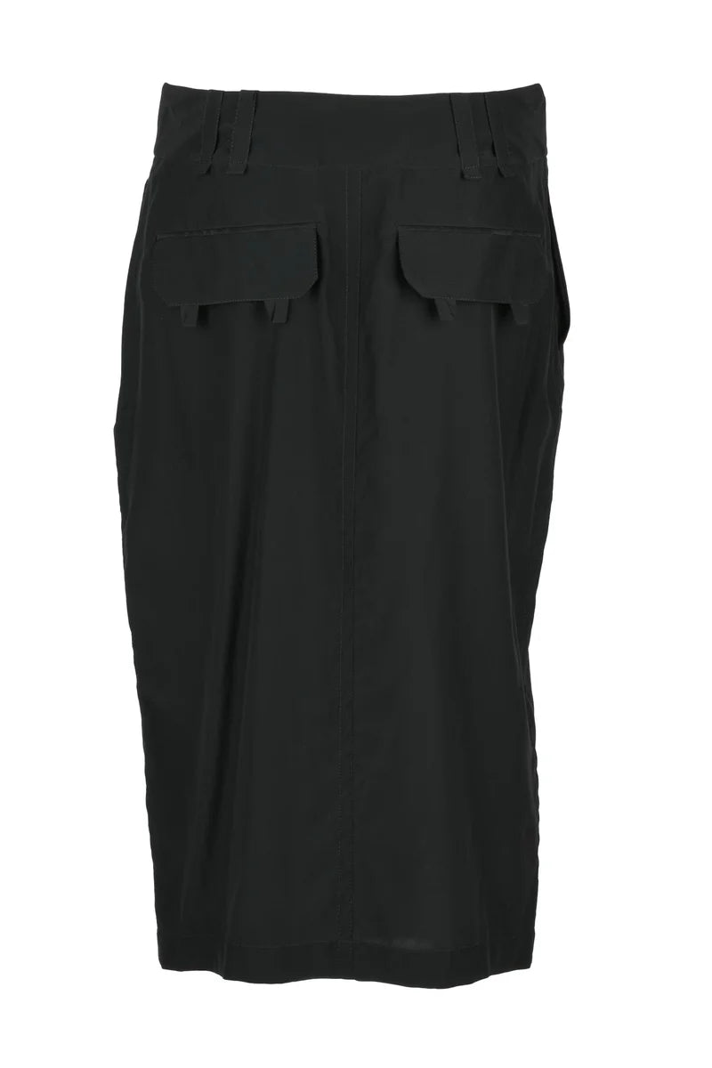 Silk Midi Skirt - Black
