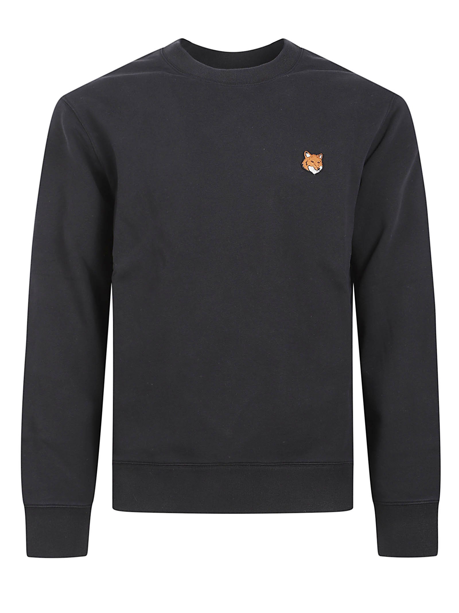 Crewneck Sweater with Embroidered Fox Detail