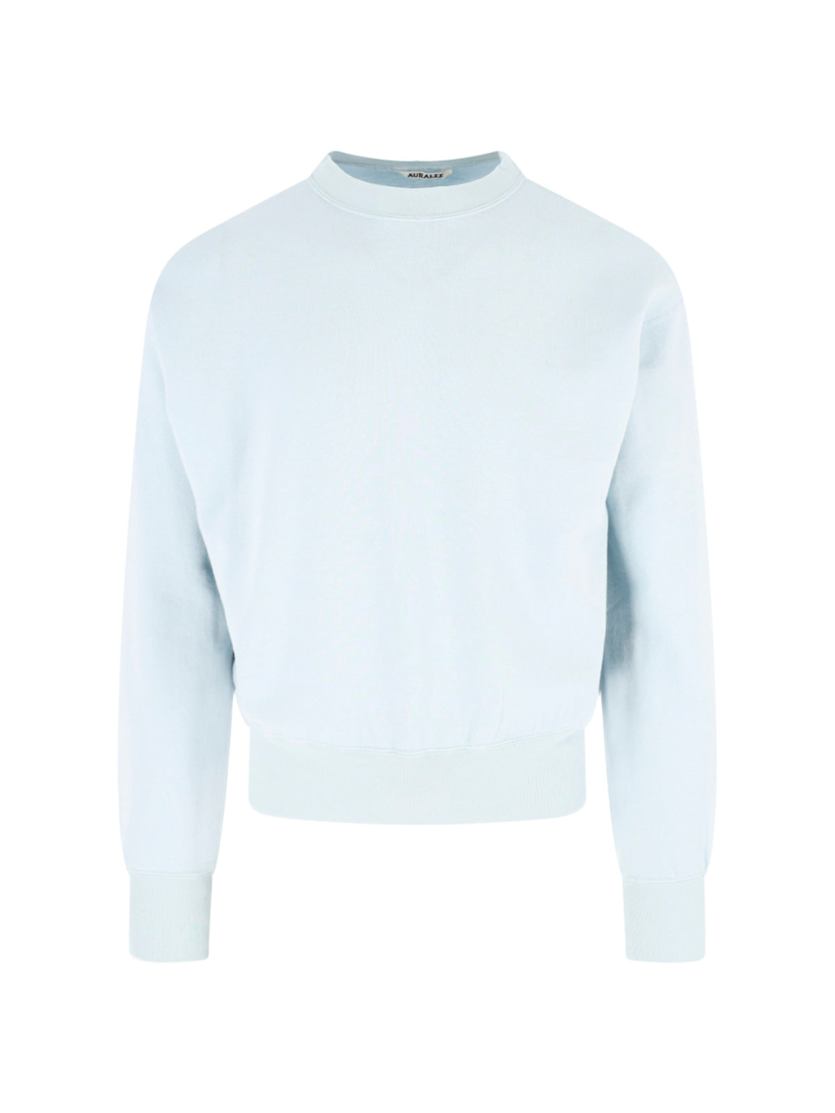 Light Blue Cotton Blend Ribbed Sweater