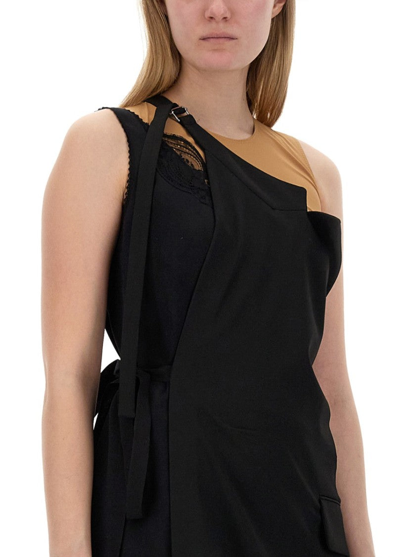 Asymmetrical Top With Fitted Bodice And Flowing Skirt