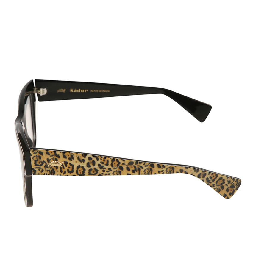 Charm Rectangular Leopard Print Eyeglasses with Contrasting Temples