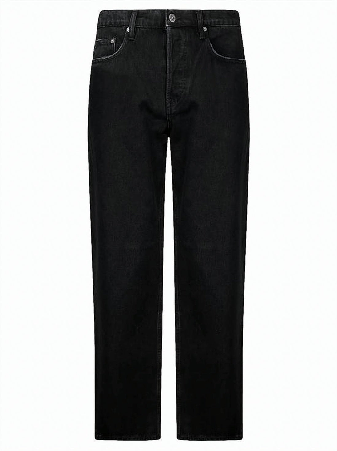 Straight-Leg Black Denim Pants