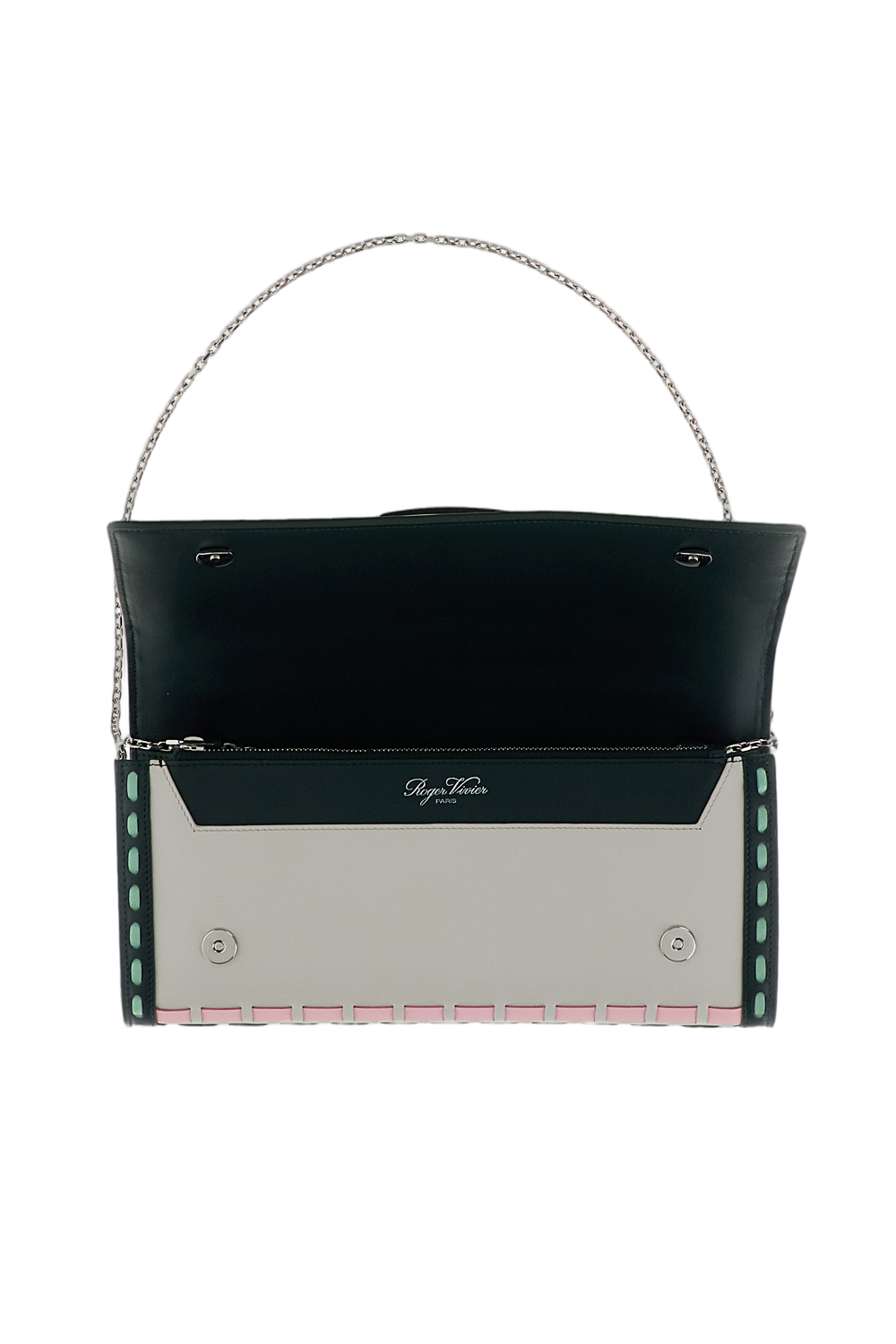 Rectangular Woven Clutch Bag with Silver-tone Clasp