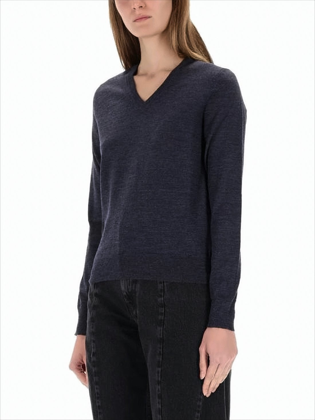 Relaxed-Fit V-Neck Sweater with Subtle Stitching Details