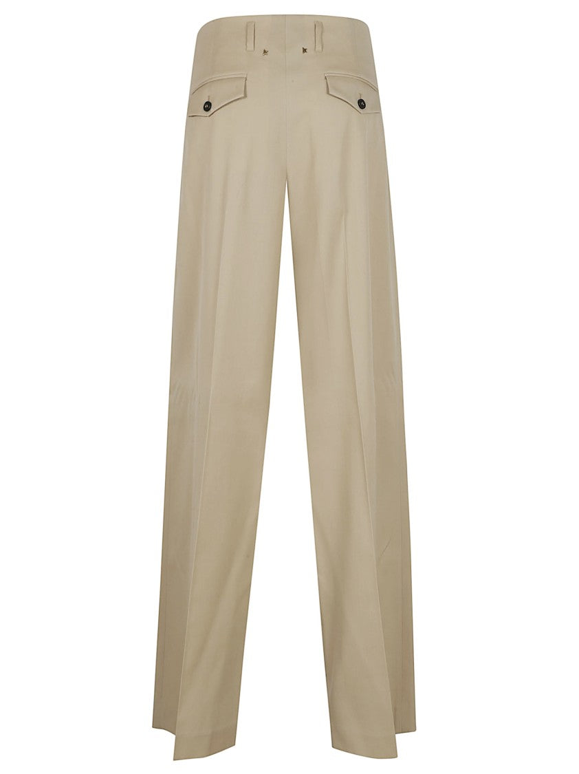 Wide-Leg Trousers With Box-Pleat Detail