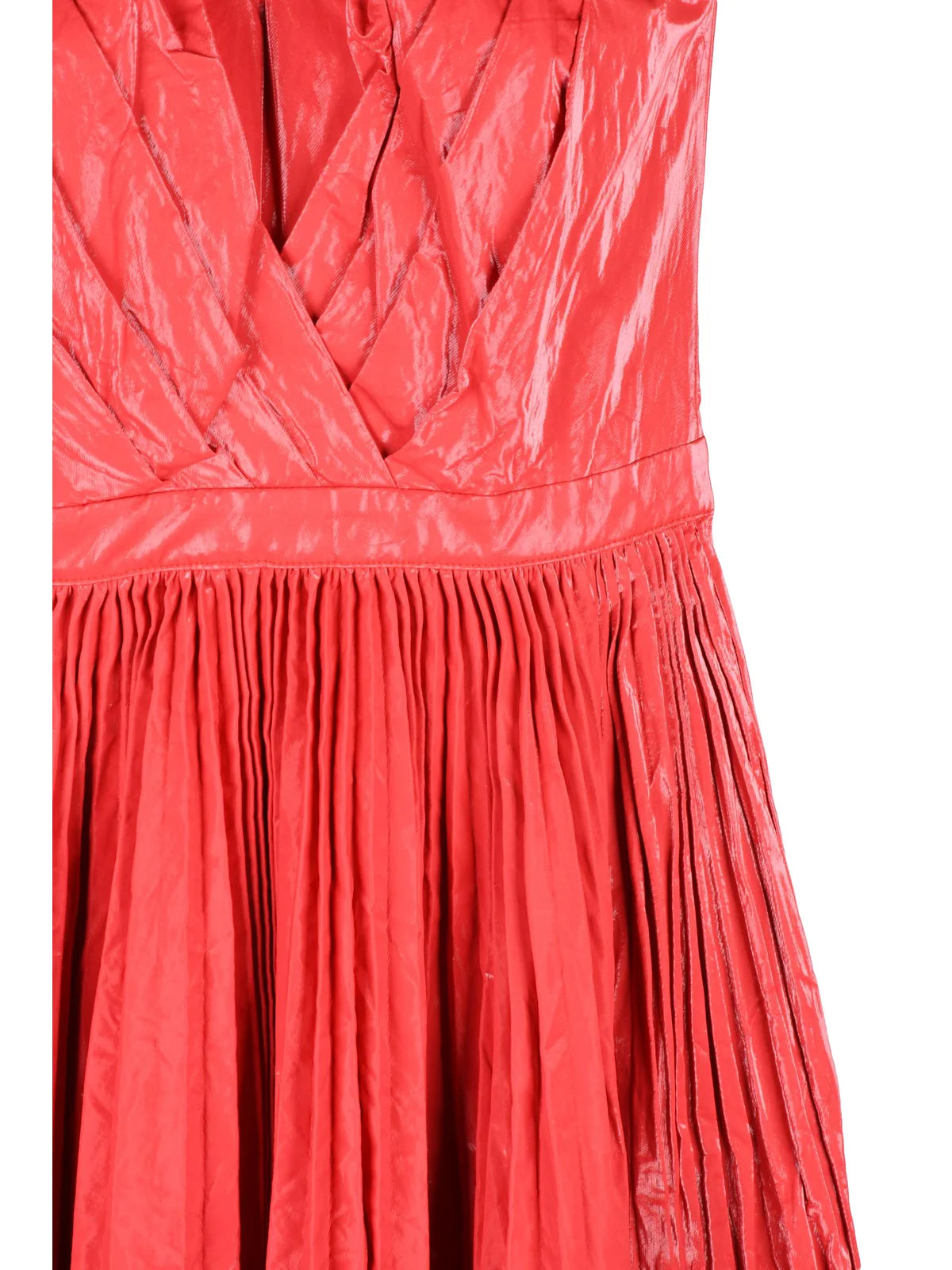 Red Viscose Polyester Cotton Metallic Women Long Dress