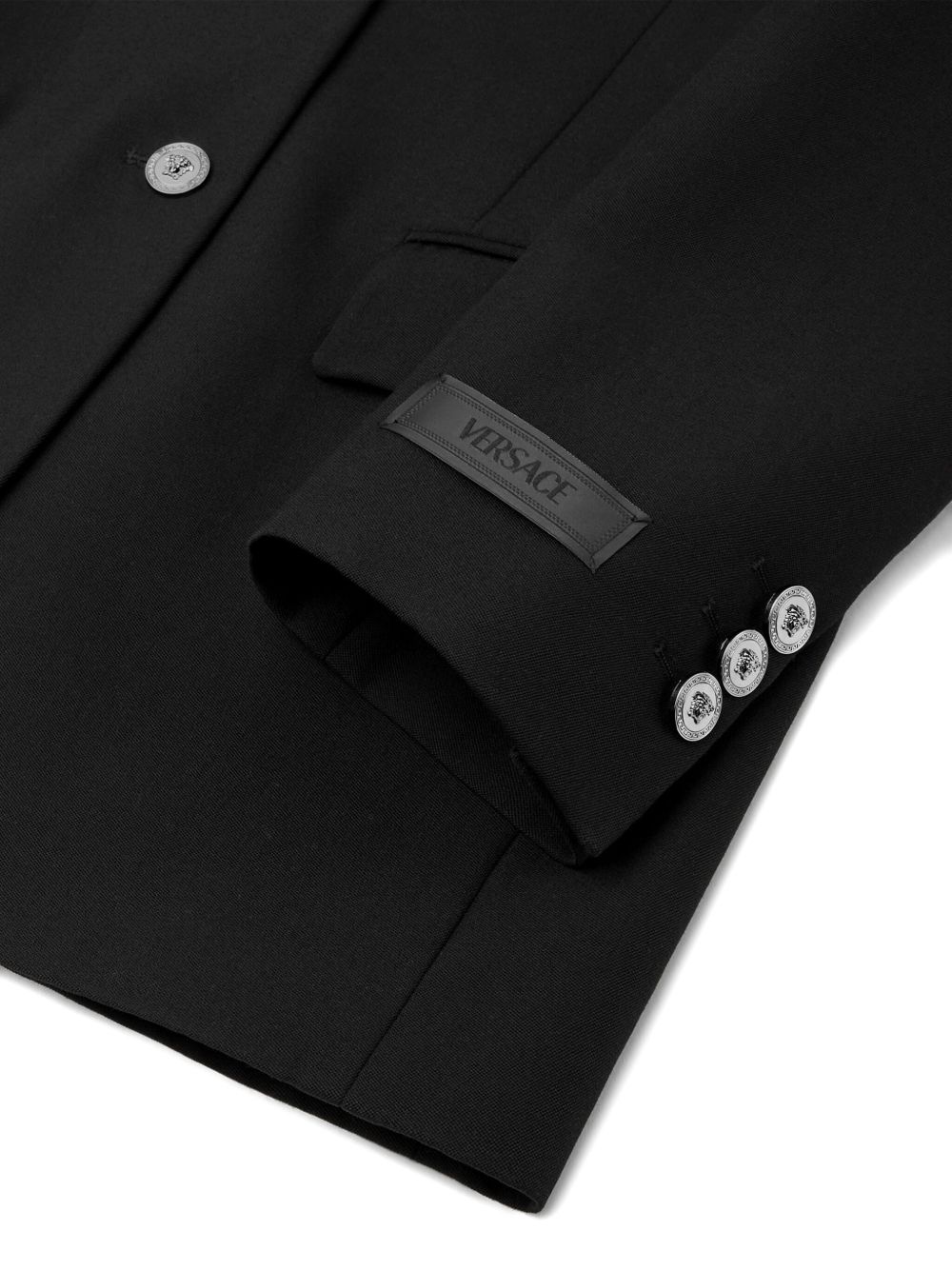 Single-Breasted Blazer With Quilted Leather Accents