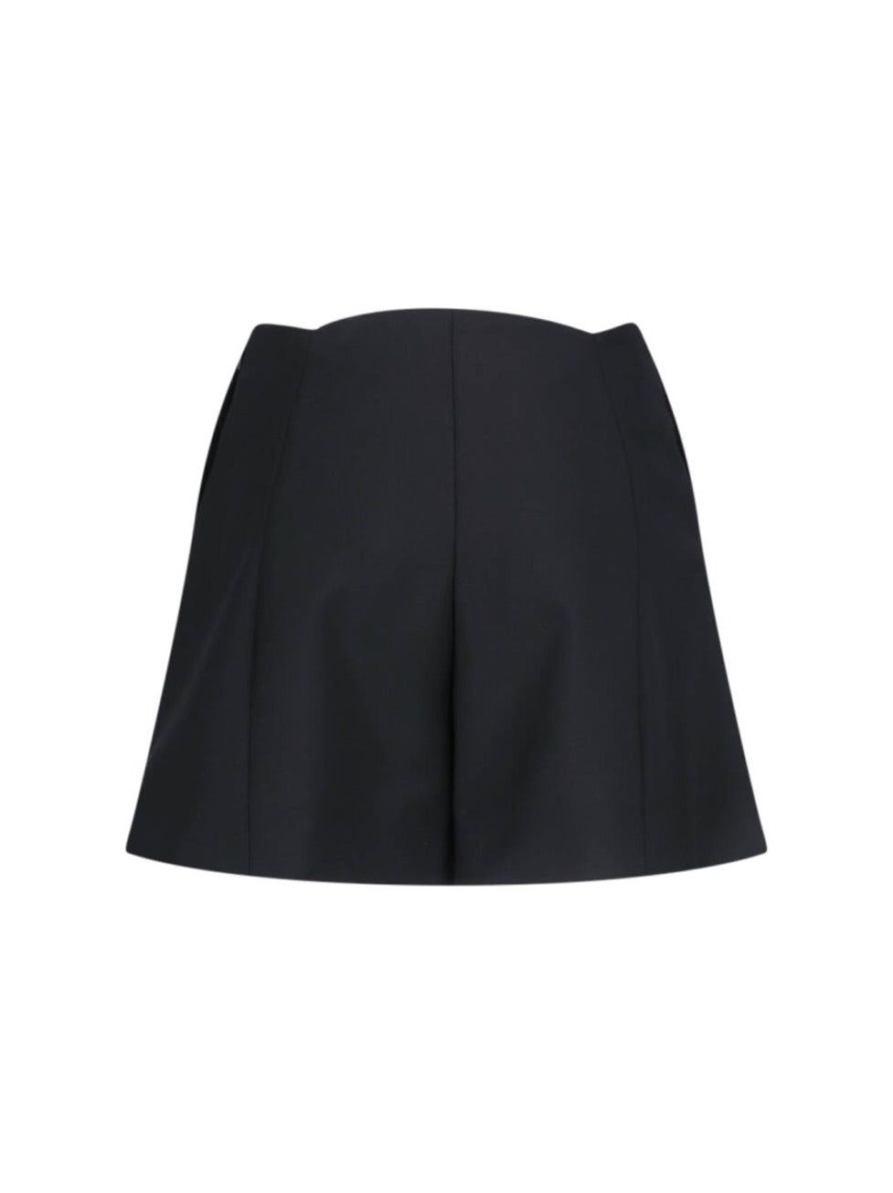 Asymmetrical High-Waisted Black Wool And Mohair Shorts