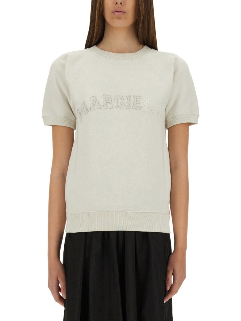 Short-Sleeved Sweatshirt With Textured Logo
