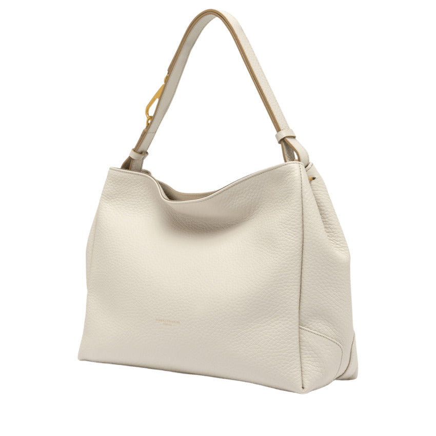 Sand Textured Leather Handbag with Magnetic Closure