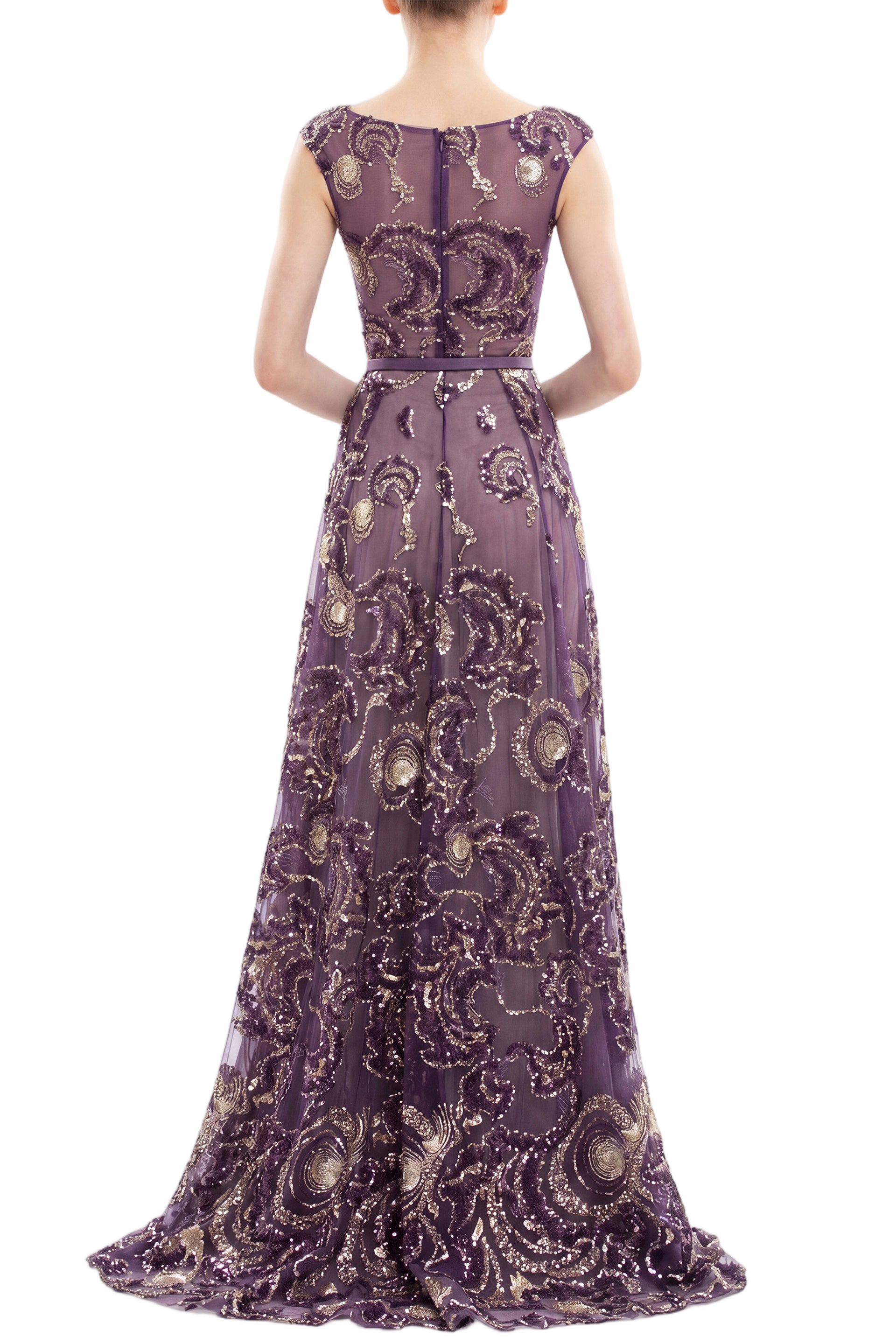 Embroidered Tulle Long Dress