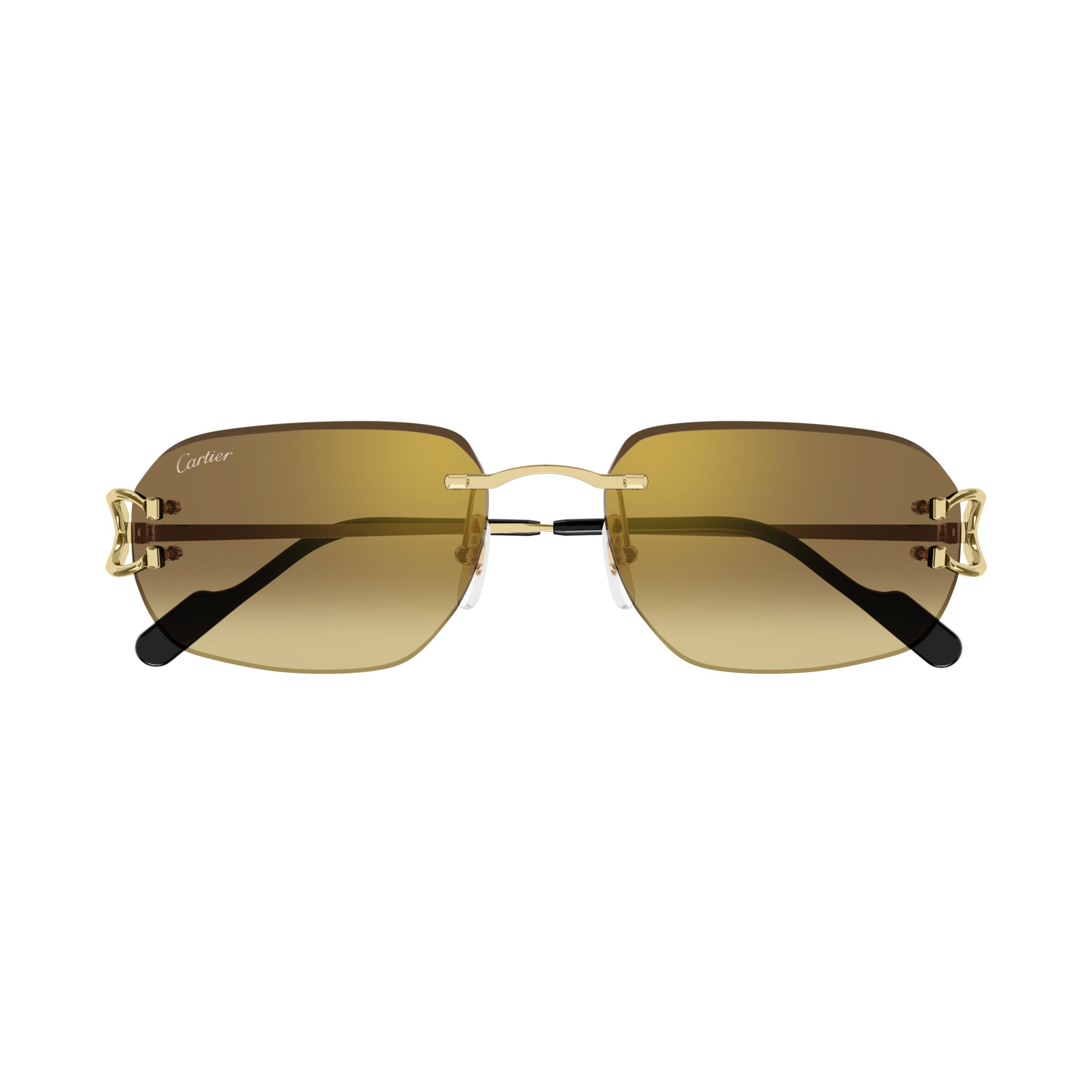 Rimless Sunglasses With Rectangular Brown Gradient Lenses