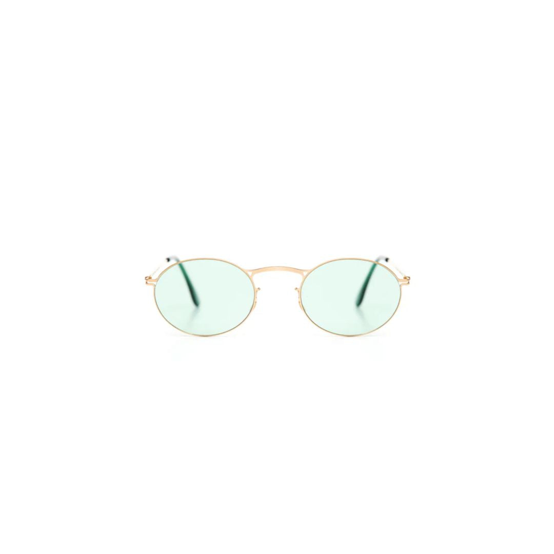 Bradley Round Gold Eyeglasses with Light Green Tinted Lenses