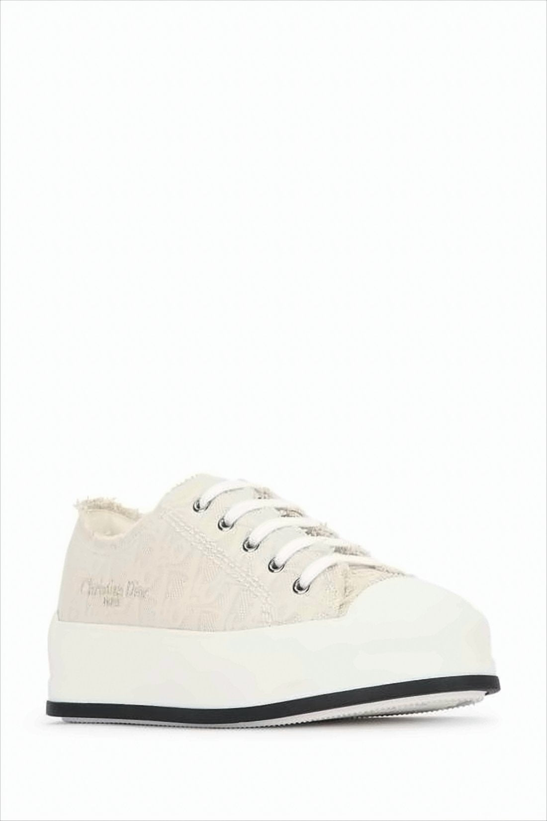 Textured Fabric Low-Top Sneakers with Monogram Detailing