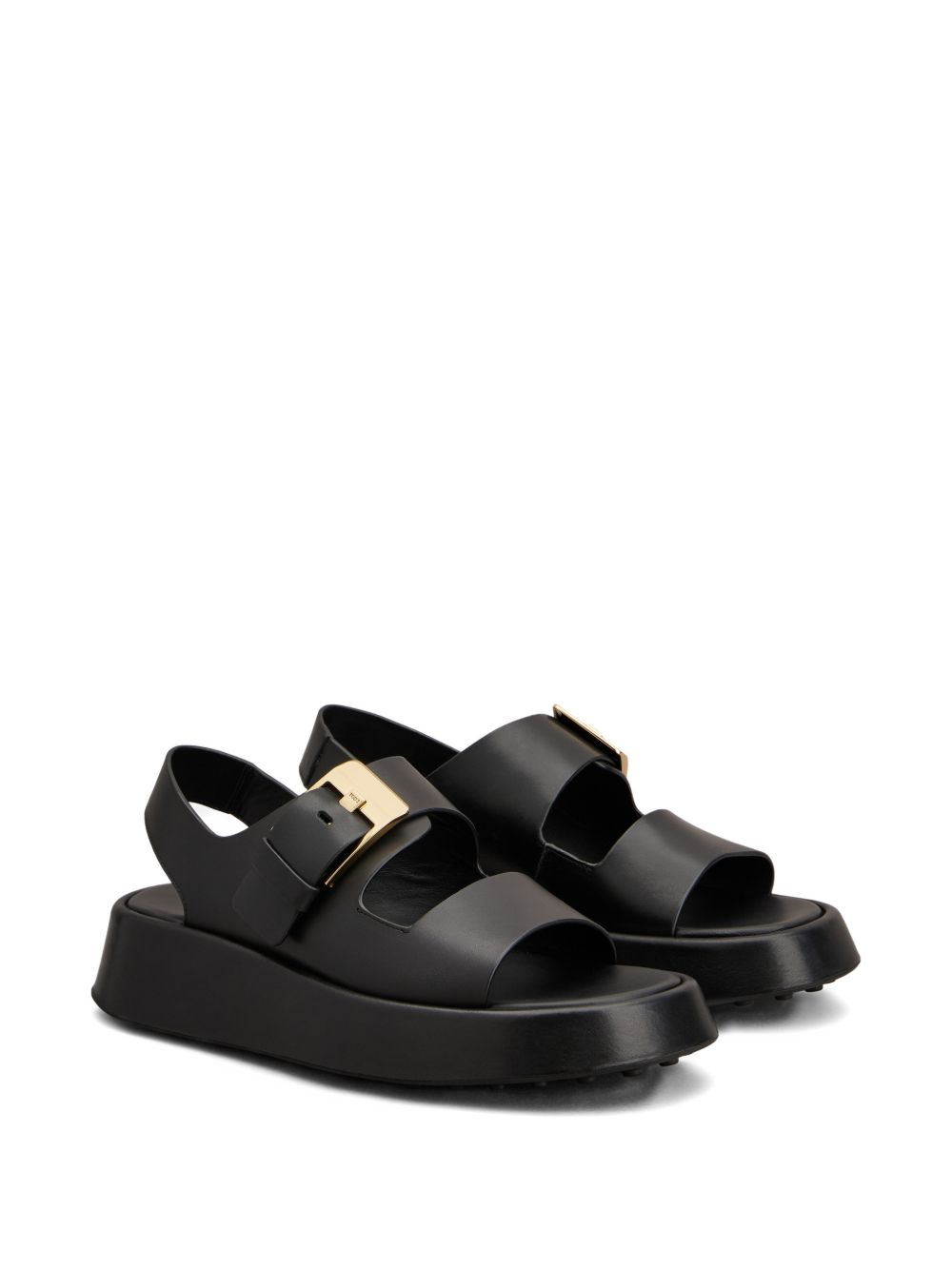 Platform Sandals with Gold-Tone Buckle Fastening