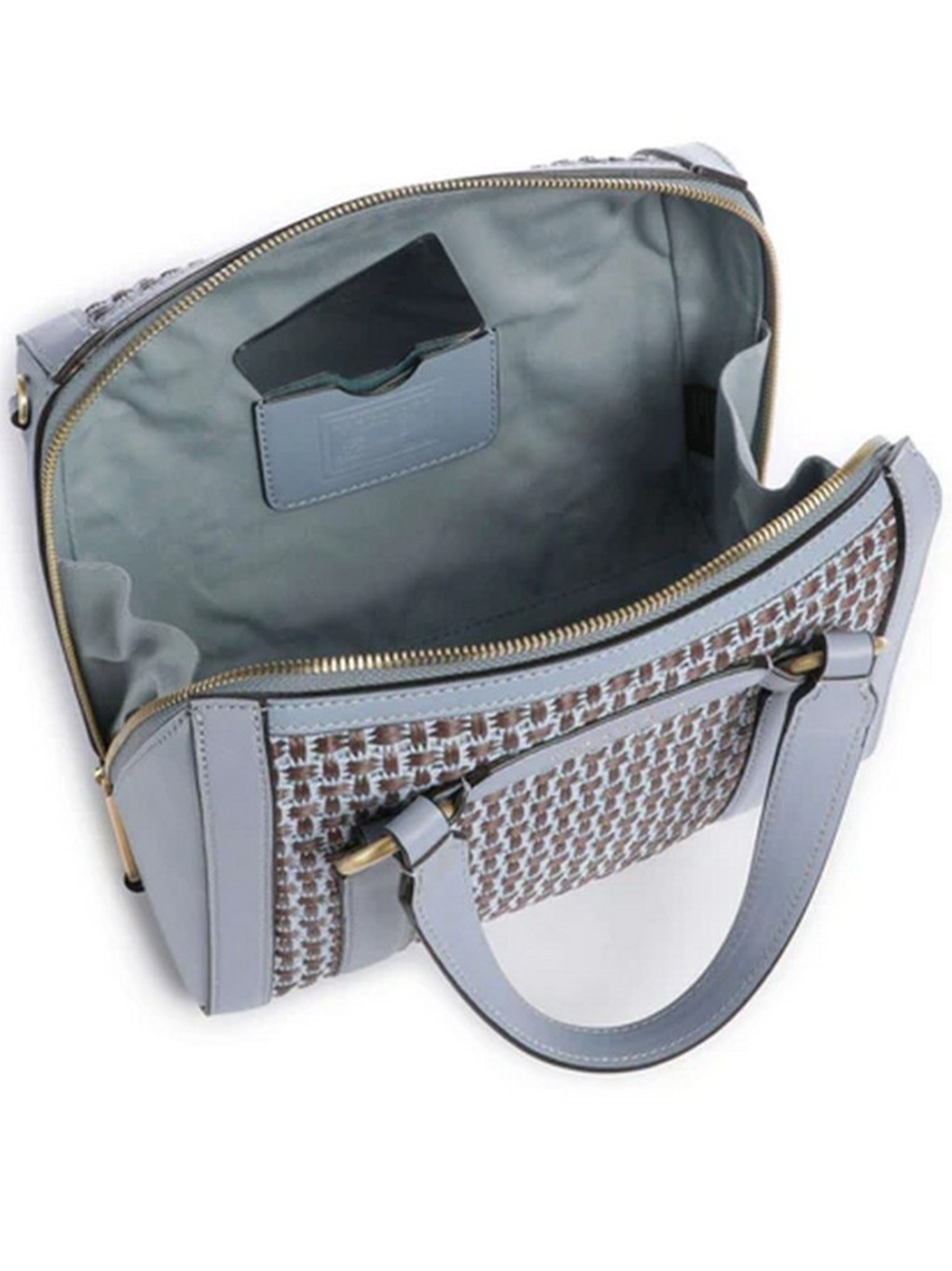 Blue Handbag W/Shoulder Geometric Canvas Handbag