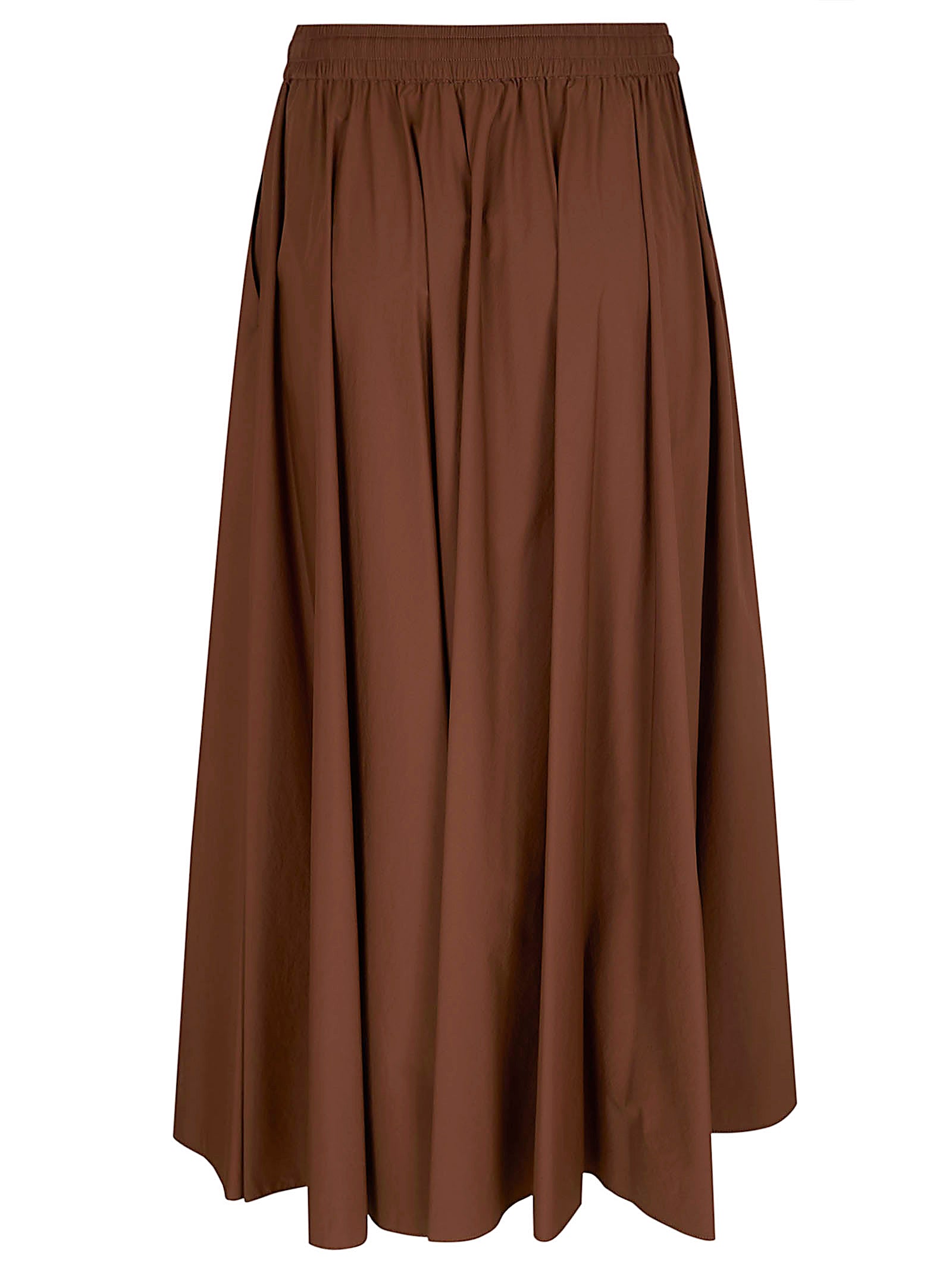 Loose-Fit Brown Stretch Nylon Skirt
