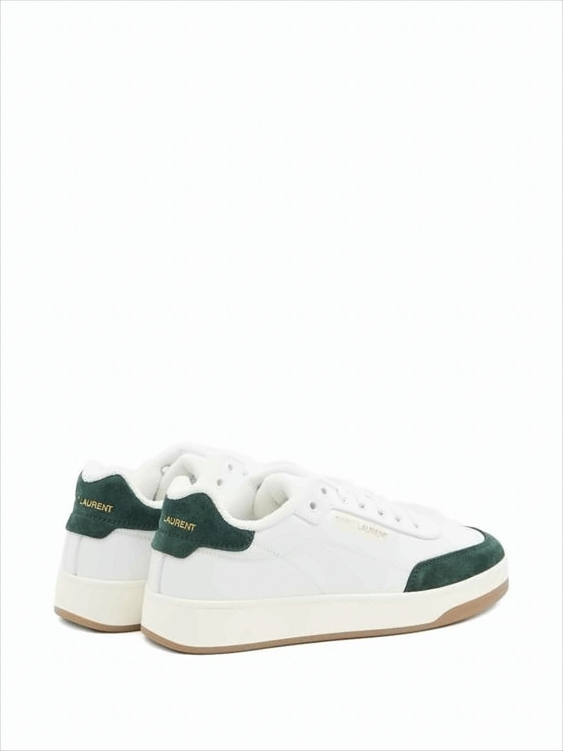 Low-Top Smooth Leather Sneakers with Suede Accents