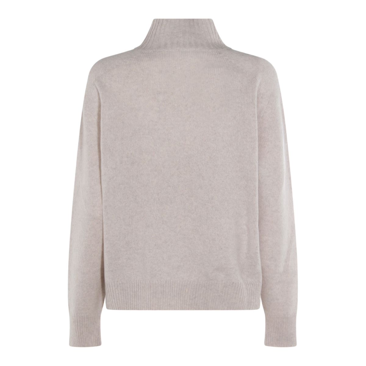 Ribbed High Neckline Sweater with V-Notch