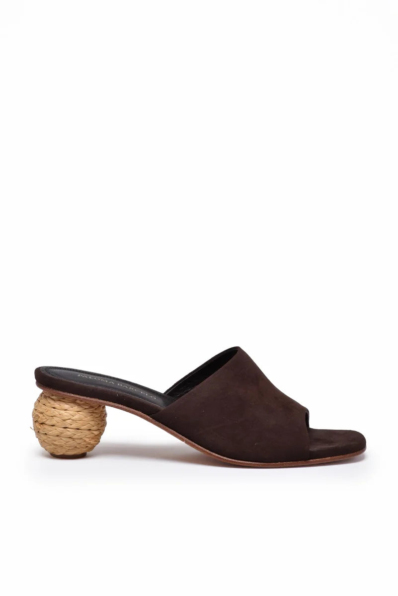 Raffia Mules Sandals - Brown