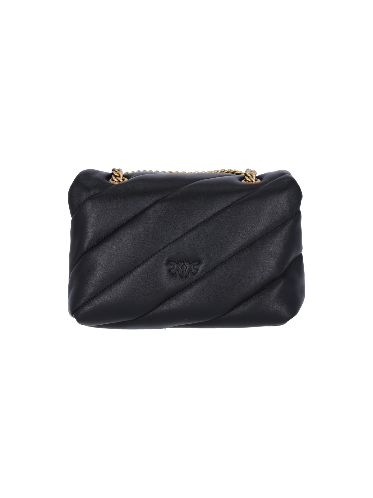 Mini Shoulder Bag With Diagonal Quilting And Chain Strap