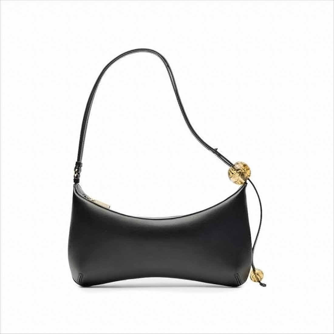 Curved Silhouette Shoulder Bag With Amber Beads