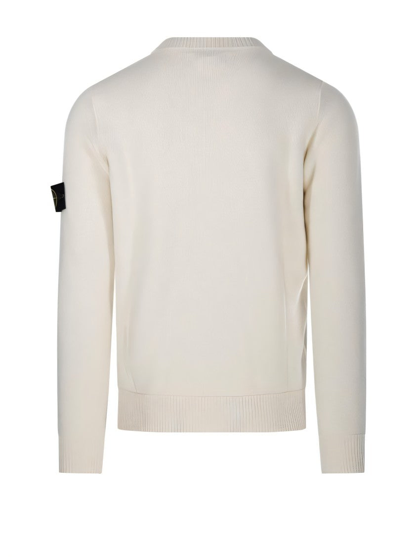 Classic Crew Neck Knit Sweater with Logo Patch