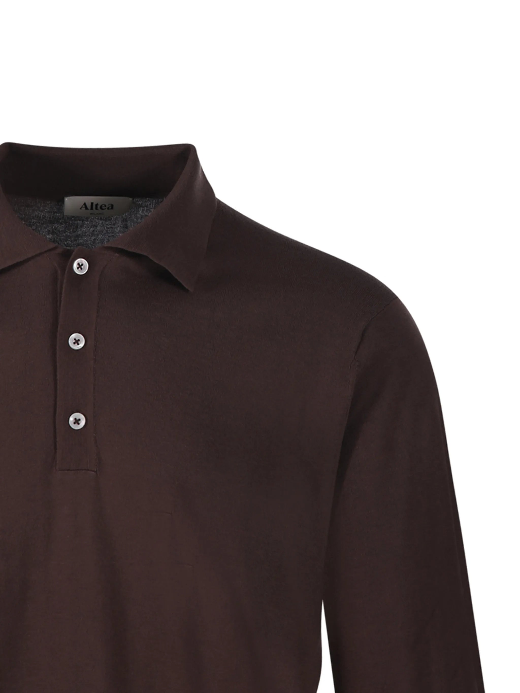 Deep Brown Polo Long-Sleeve Cotton Polo