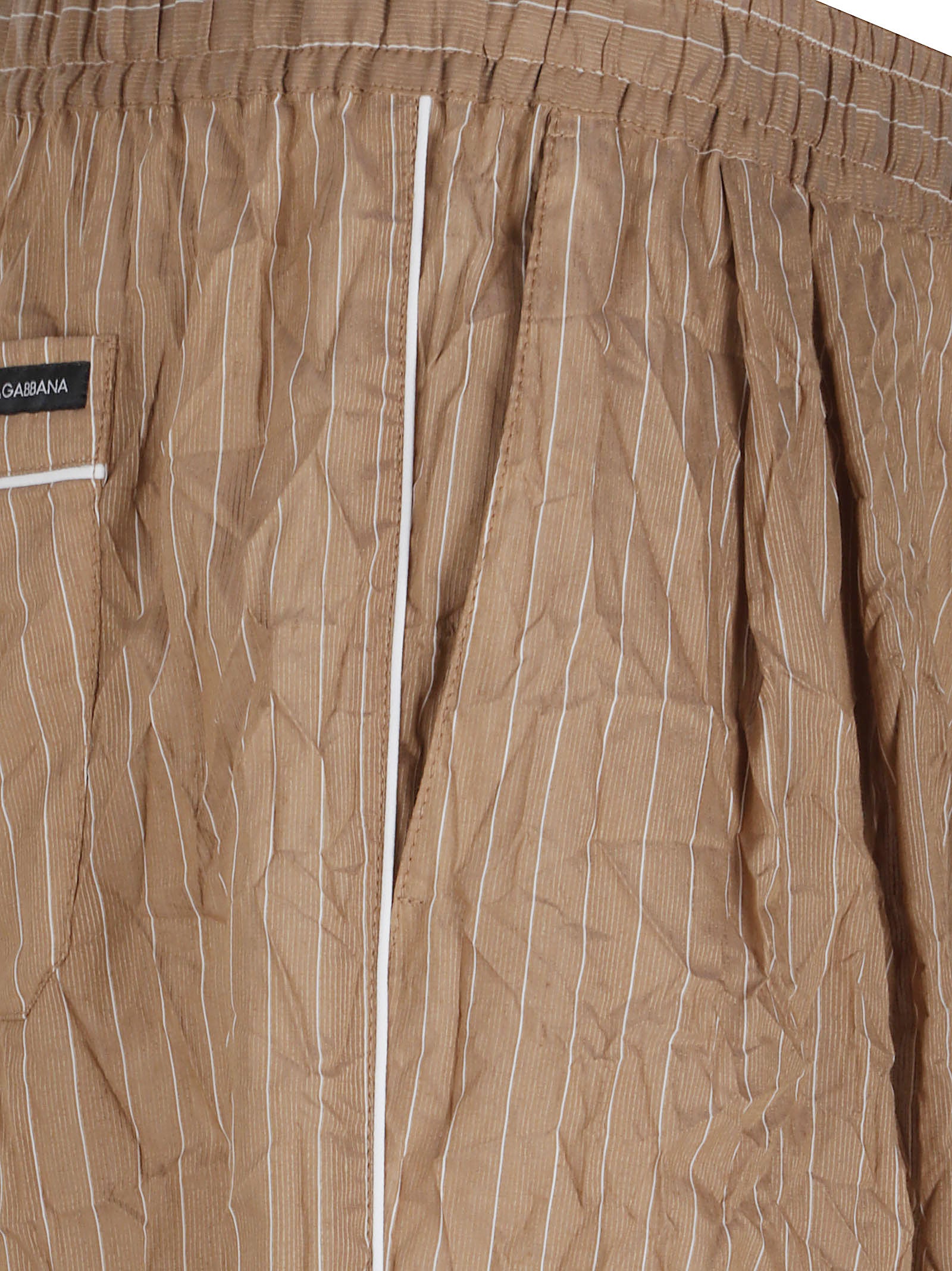 Relaxed Fit Brown Trousers with Subtle Pinstripe Texture
