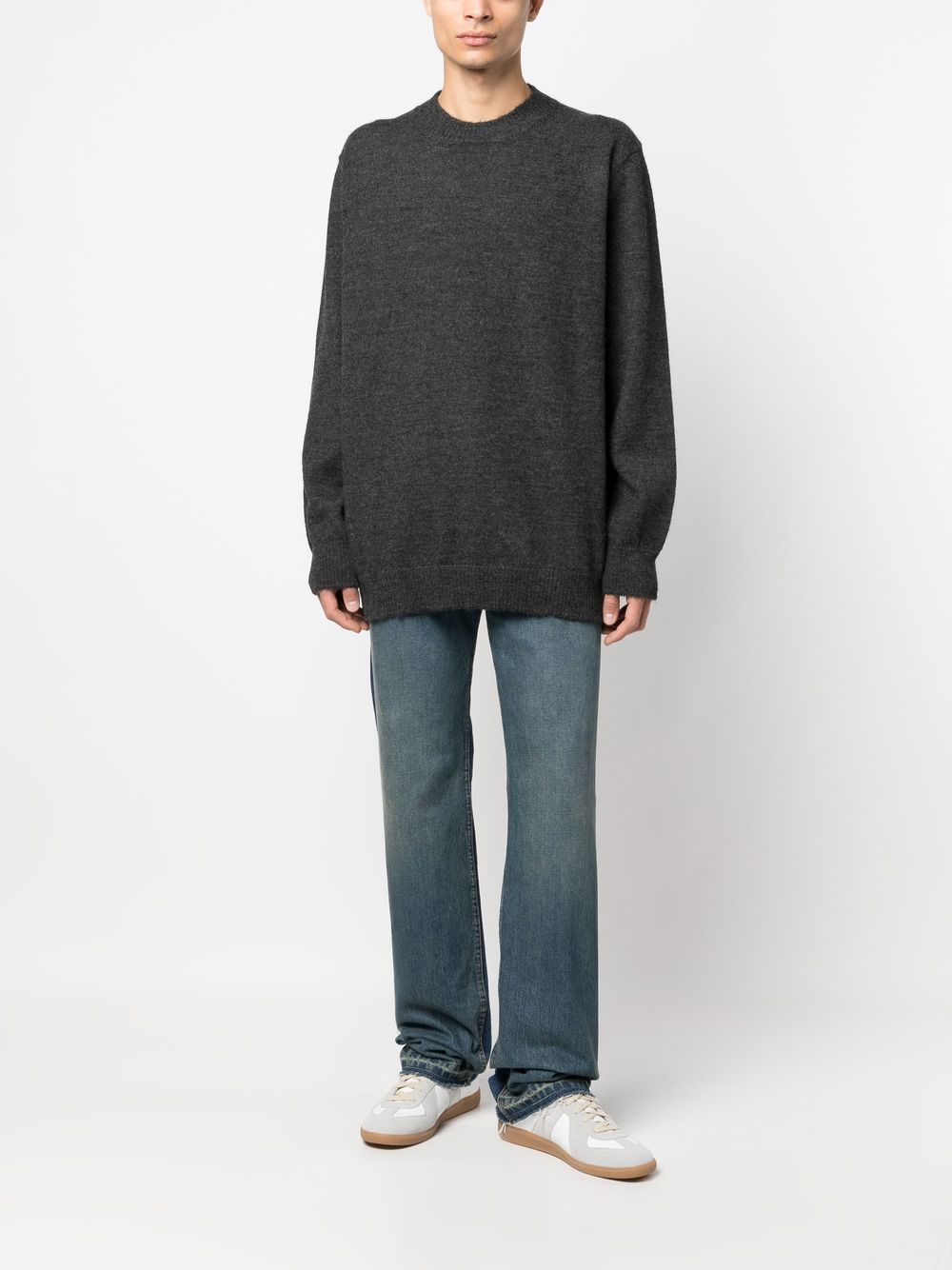 Relaxed Fit Dark Grey Alpaca Blend Sweater