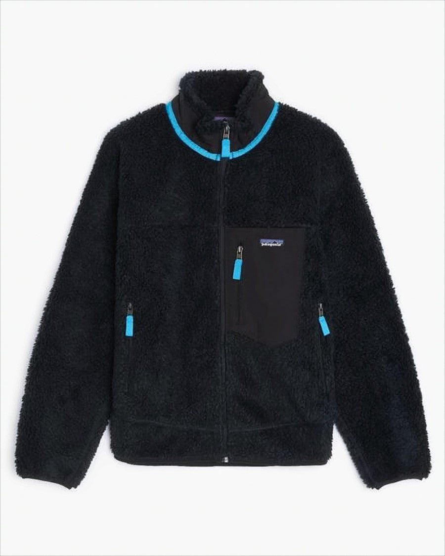 Textured Black Zip-Up Jacket with High Collar