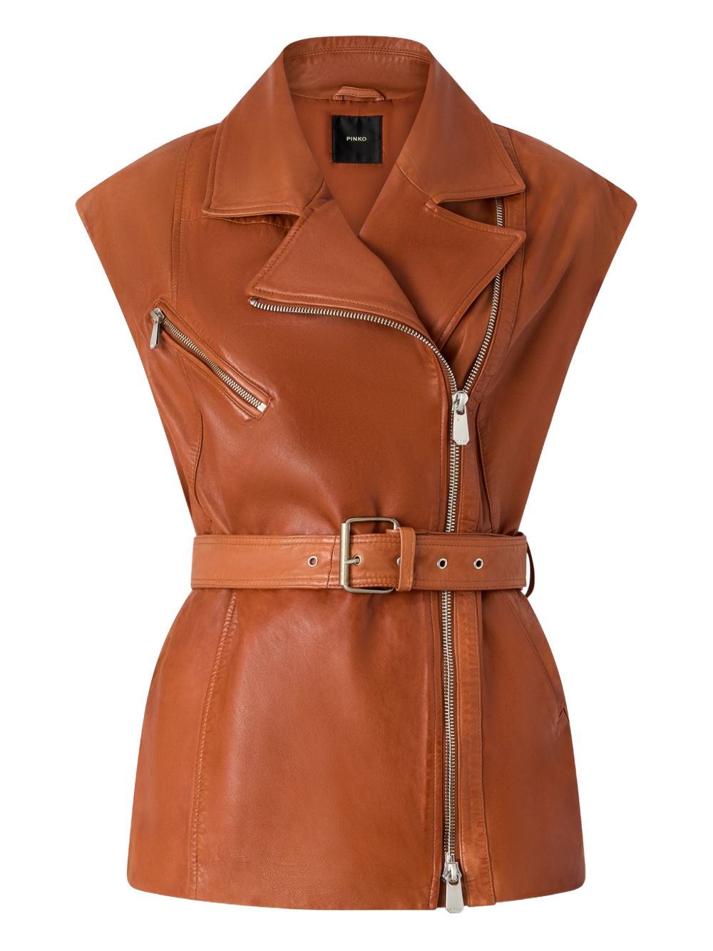Structured Sleeveless Jacket with Asymmetrical Zipper
