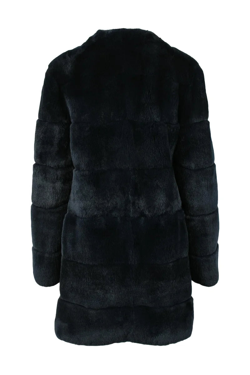 Rabbit Fur Coat - Midnight Blue
