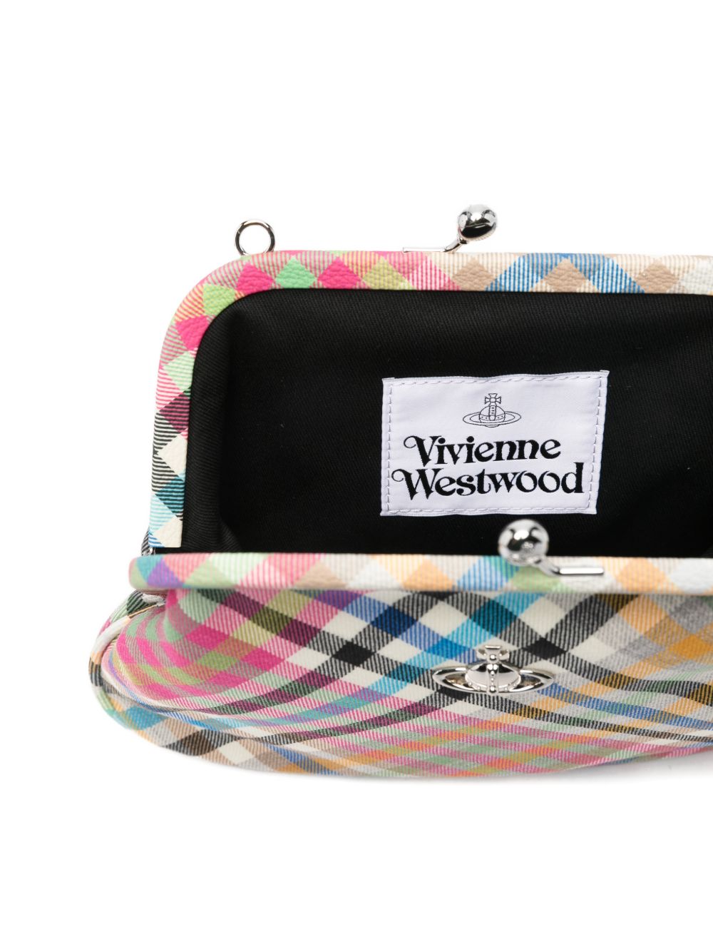 Trapezoidal Plaid Bag With Silver-Tone Clasp And Matching Strap