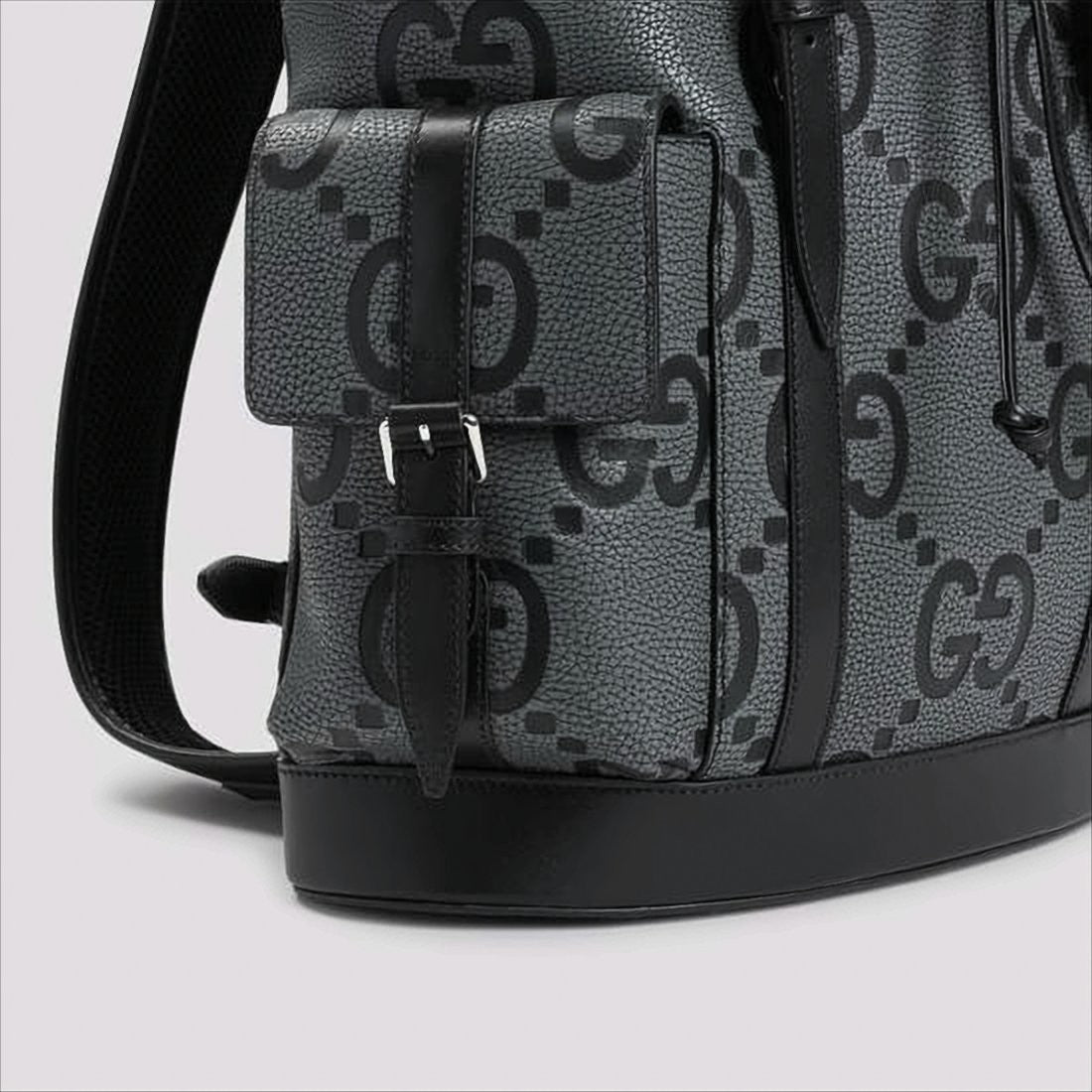 Textured Leather Backpack with Monogram Pattern