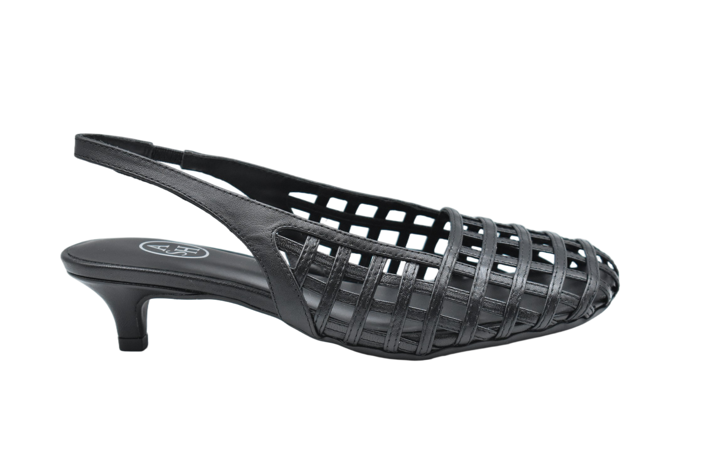 Low-Heeled Slingback Shoes With Woven Lattice Design