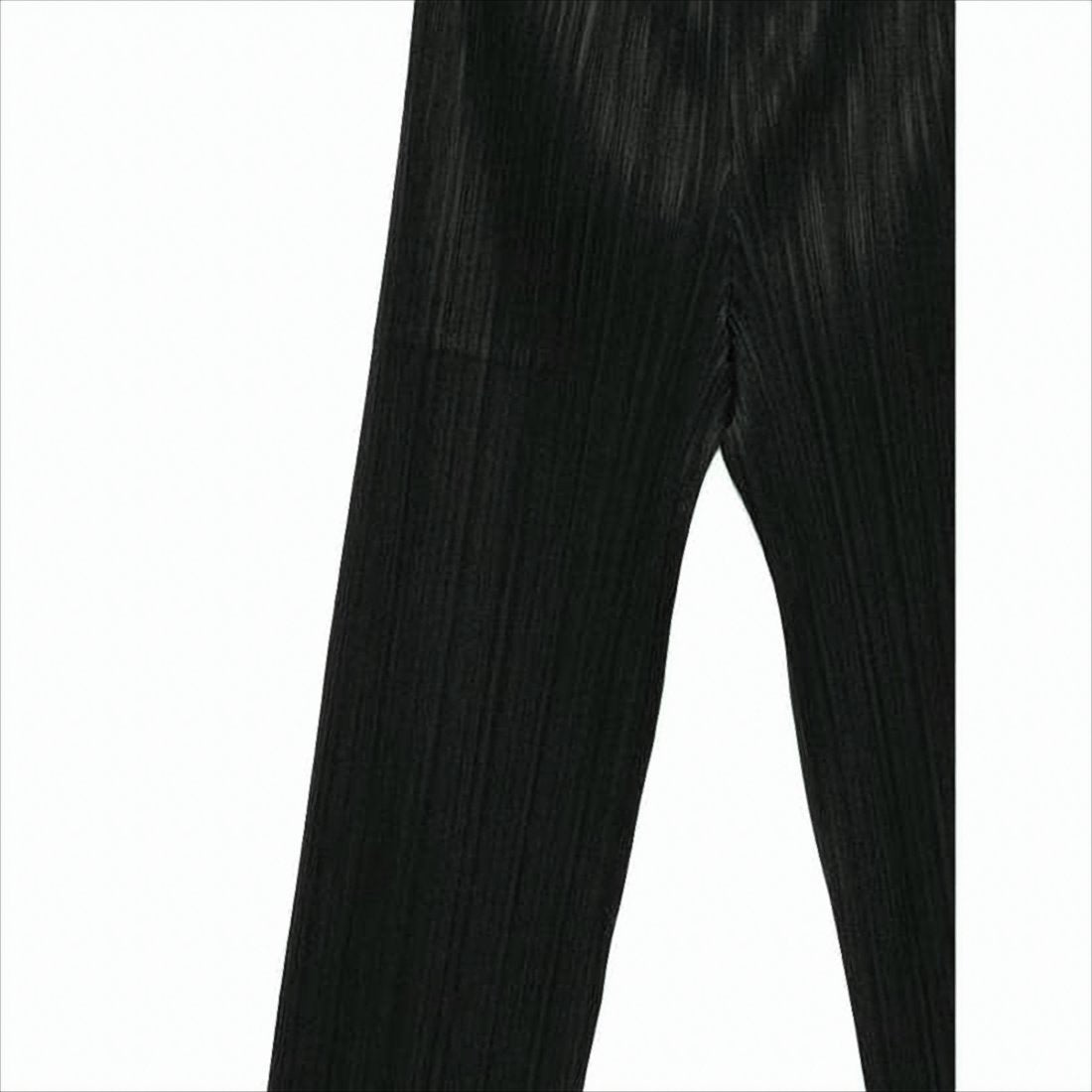 Pleated Black Pants with Leather-Like Finish