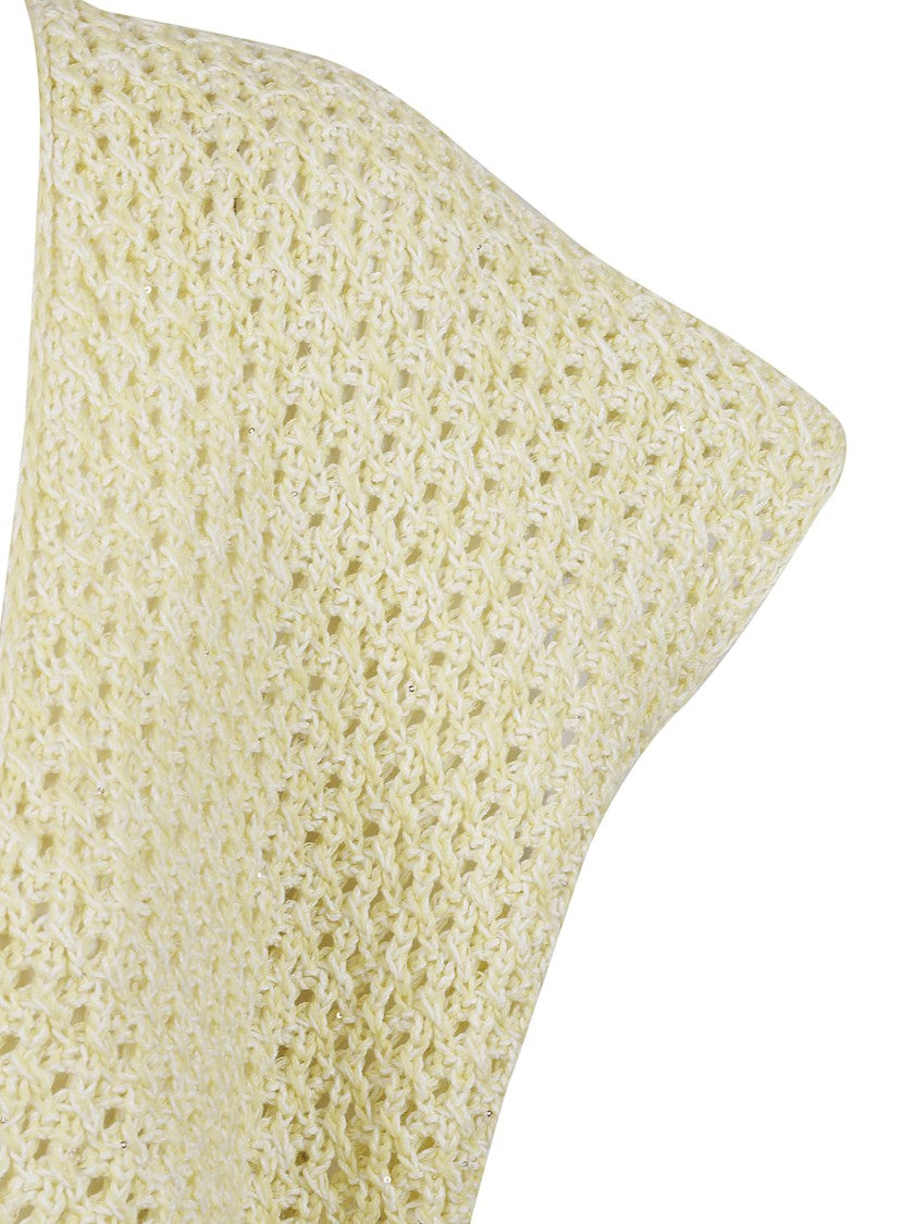 Open-Knit Jacket With Deep V-Neckline