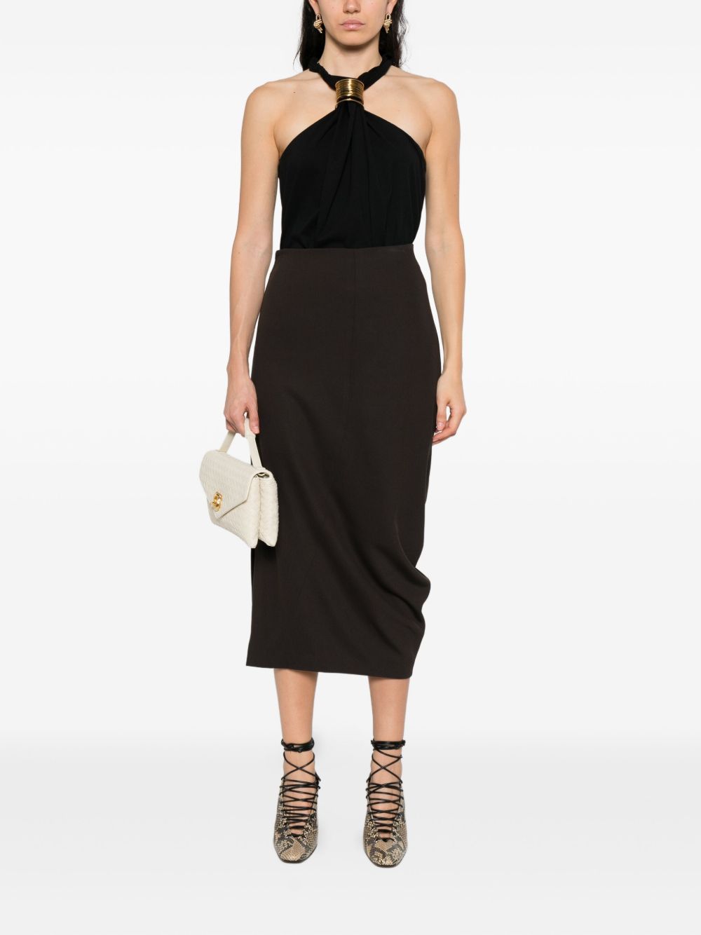 High Waist Asymmetric Hem Skirt