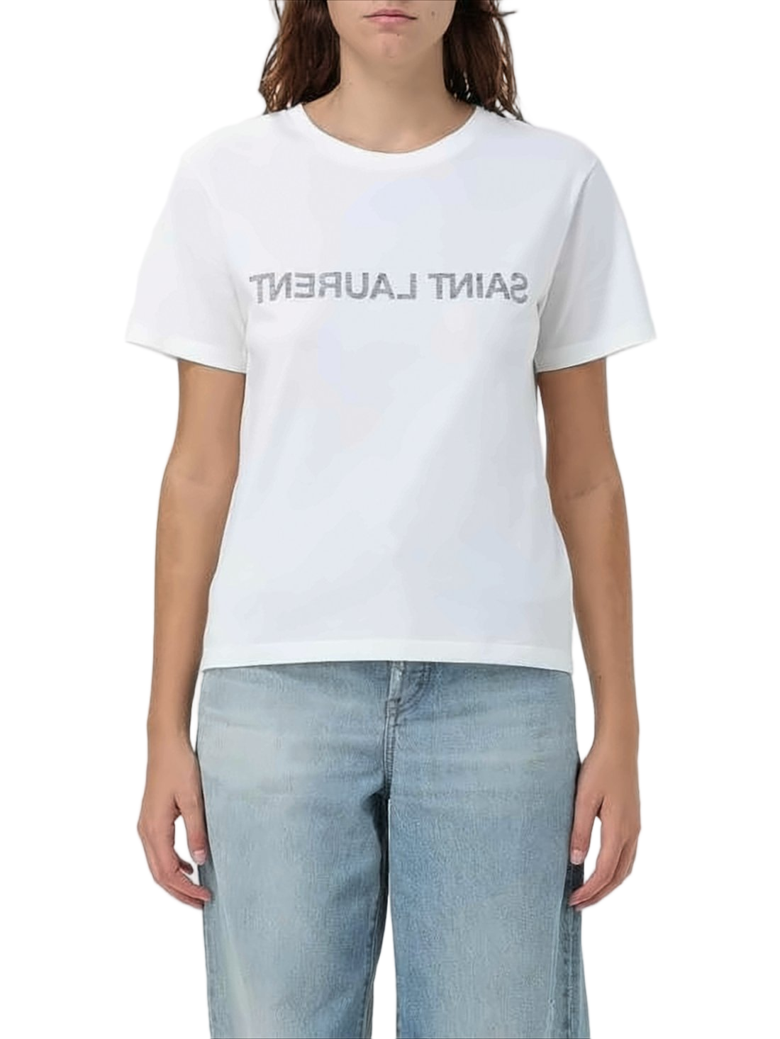 Short-Sleeved T-Shirt with Metallic Logo Detail