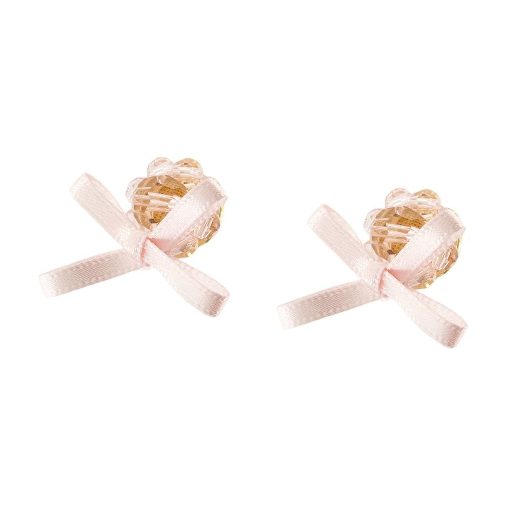 Petite Bow Daisy Earrings - Crystal - Pink