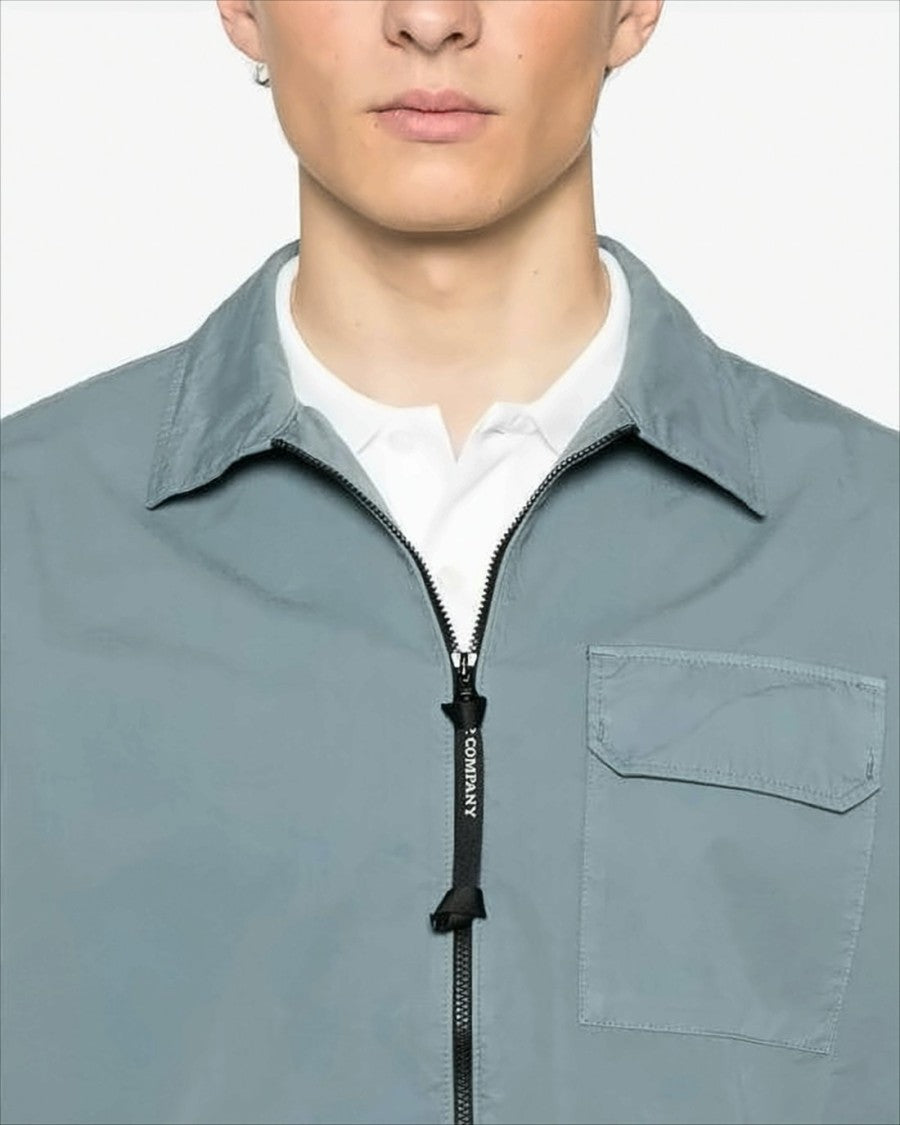 Casual Blue Jacket with Front Zipper