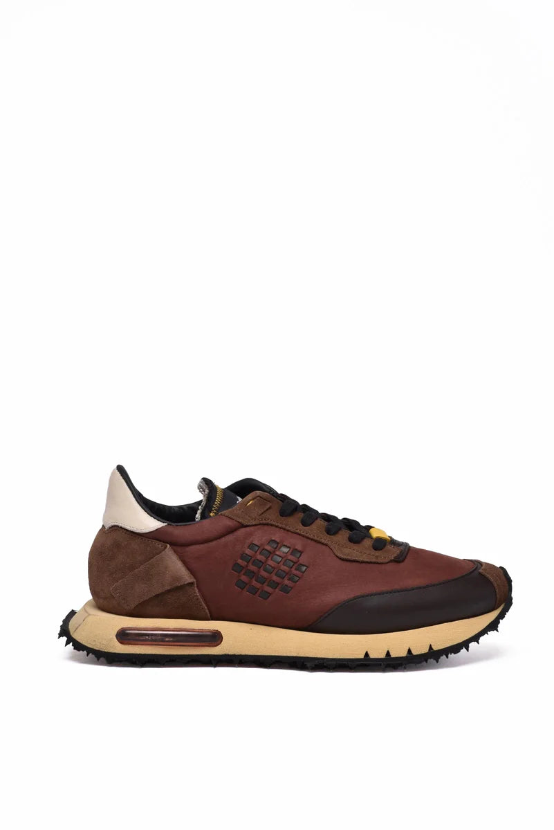 Leather/Polyester Sneakers - Brown/Bordeaux
