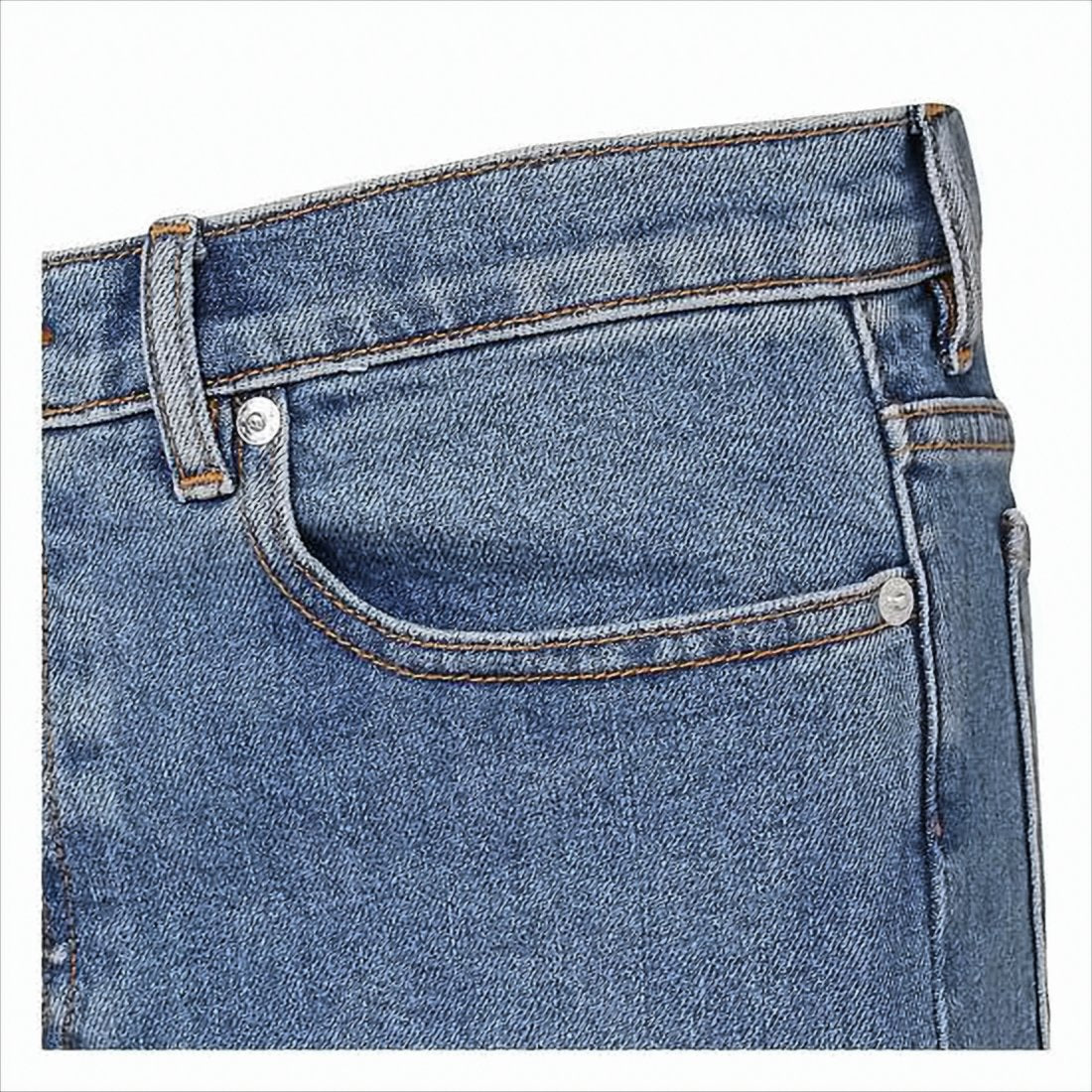 Mid-Rise Straight-Leg Denim Pants