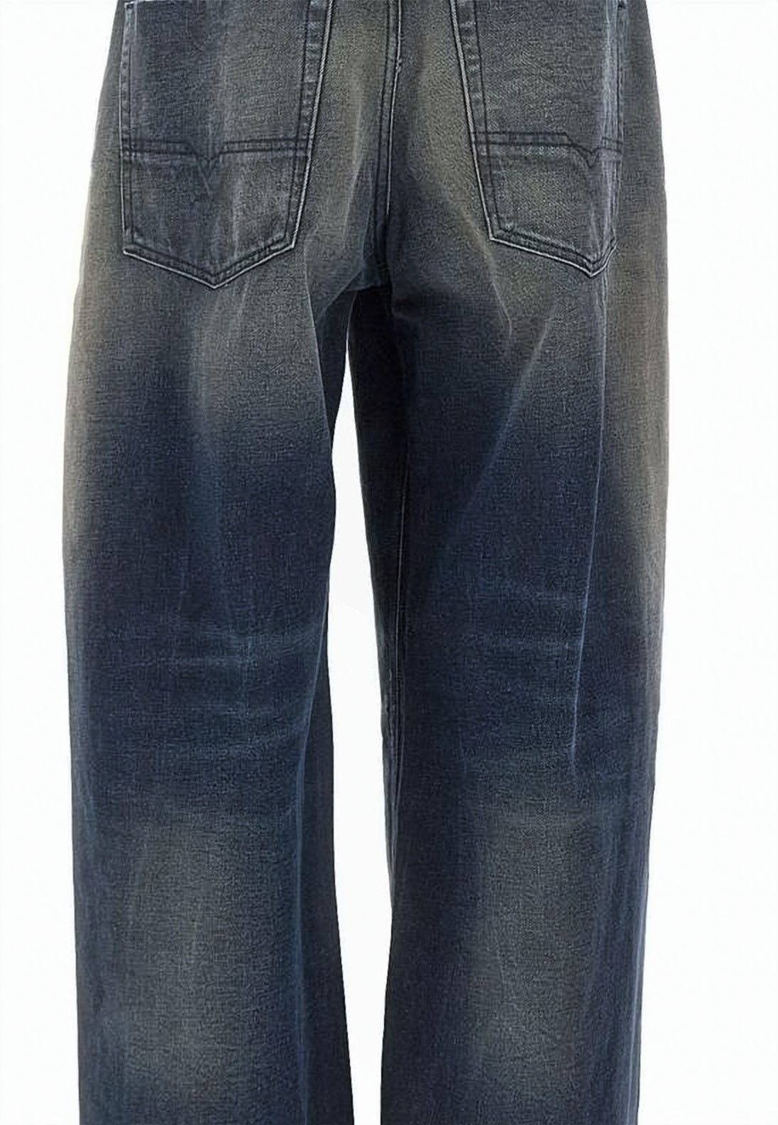 Blue Wide-Leg Cotton Hemp Denim Pants