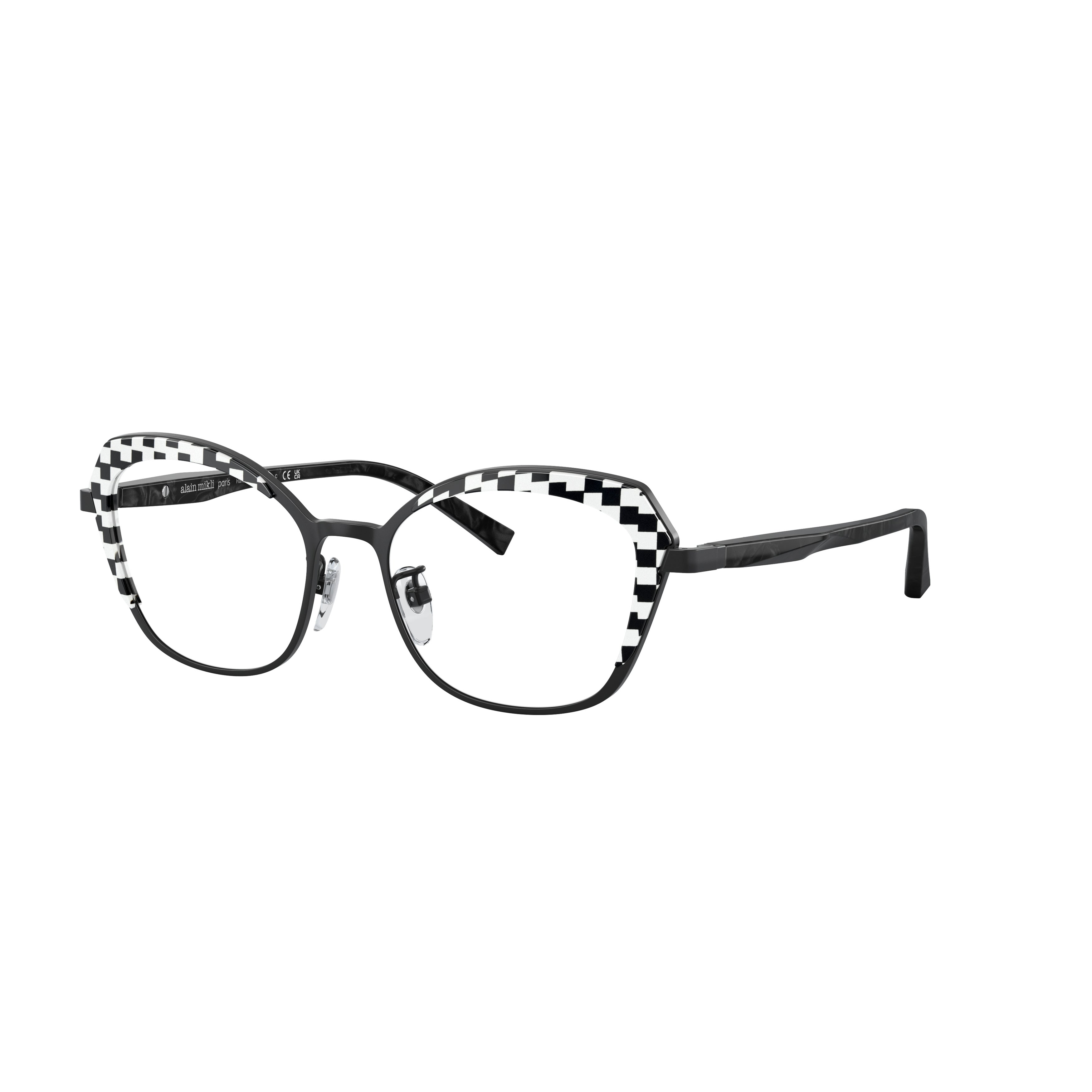 2046t Vista Lightweight Titanium Eyeglasses with Checkerboard Detailing
