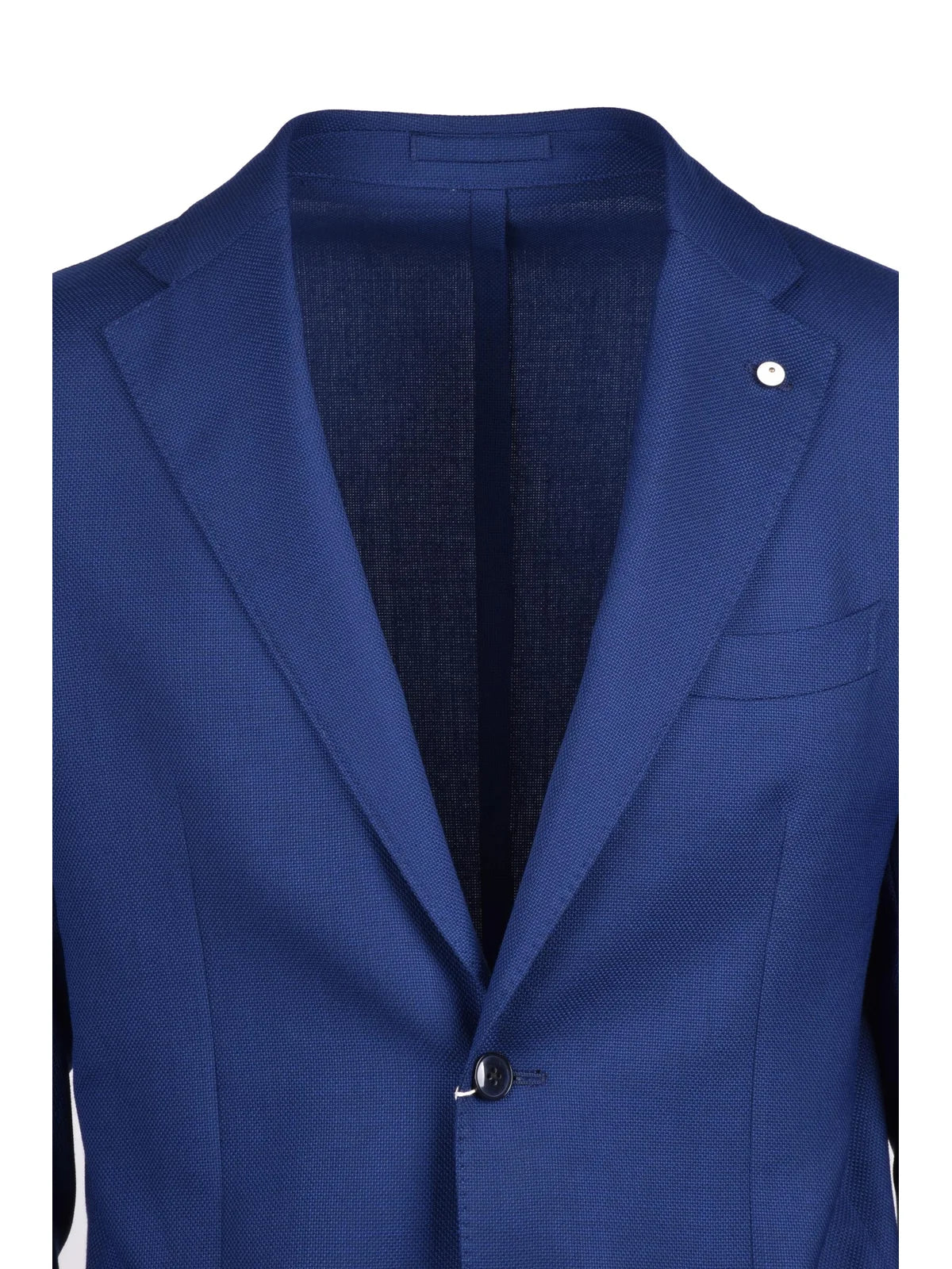 Unlined Royal Blue Wool Blazer With Rounded Design