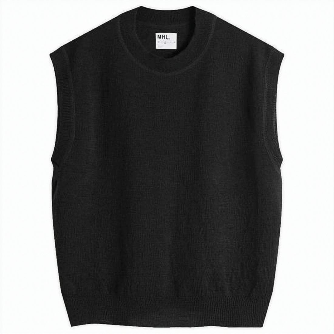 Sleeveless Knit Vest with Contrasting Stripe Detail