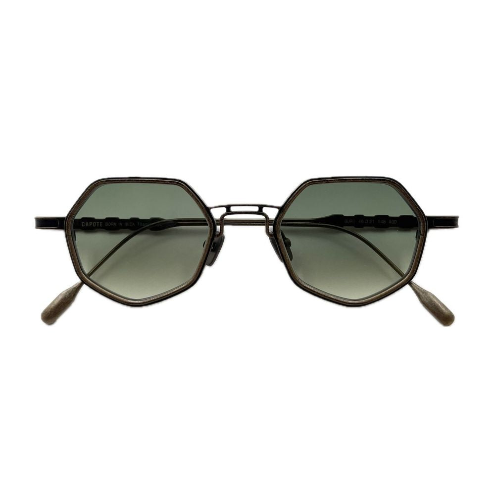 Guri Geometric Heptagonal Sunglasses In Antique Gold Titanium