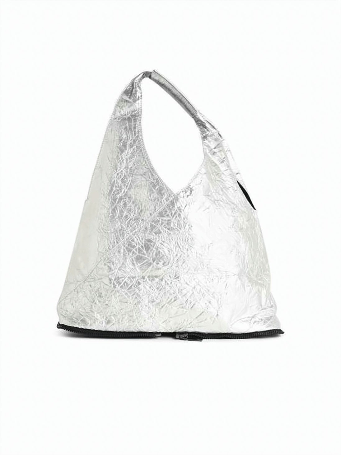 Triangular Pouch Bag with Crinkled Metallic Finish